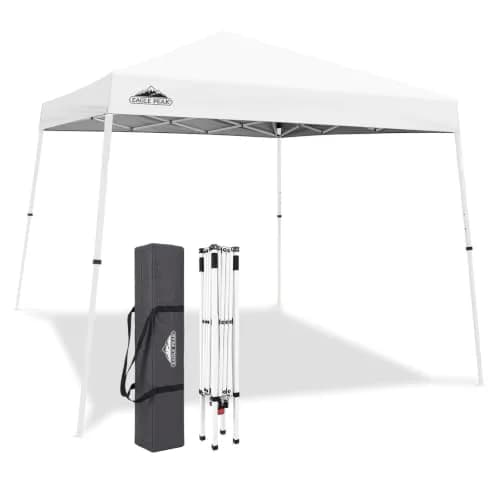 EAGLE PEAK 10x10 Slant Leg Pop Up Canopy Tent, White | Portable Outdoor Shelter with UPF 50+ UV Protection thumbnail 1