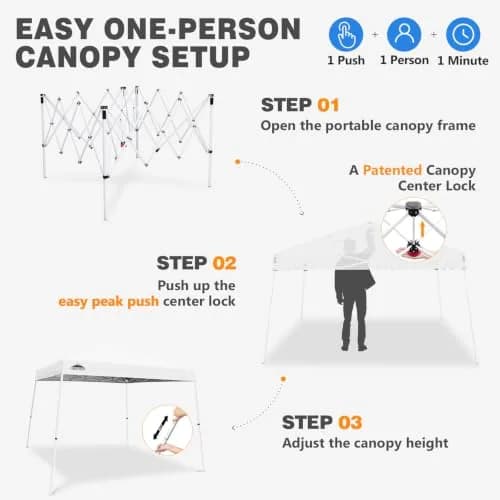 EAGLE PEAK 10x10 Slant Leg Pop Up Canopy Tent, White | Portable Outdoor Shelter with UPF 50+ UV Protection thumbnail 6
