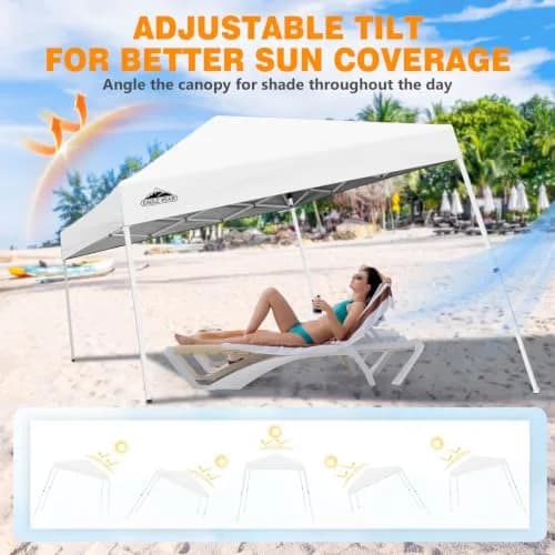 EAGLE PEAK 10x10 Slant Leg Pop Up Canopy Tent, White | Portable Outdoor Shelter with UPF 50+ UV Protection thumbnail 7