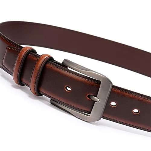 beltox fine Men's Genuine Leather Jeans Belt 38mm (1.5") Wide | Cognac, Size 36-37 thumbnail 3
