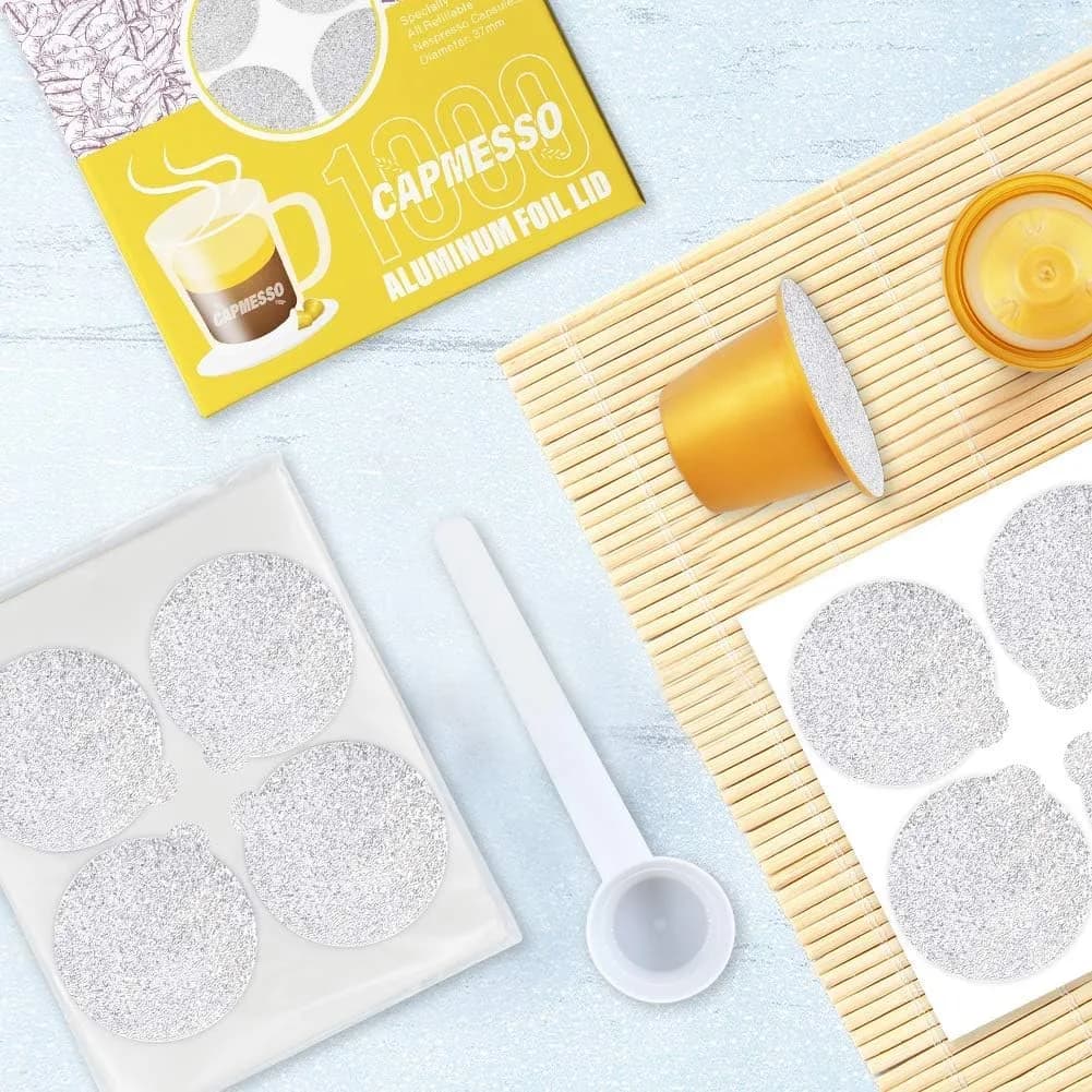 CAPMESSO 1000 Silver Aluminum Foil Coffee Pod Seal Lids + 6 Plastic Pods - view 2