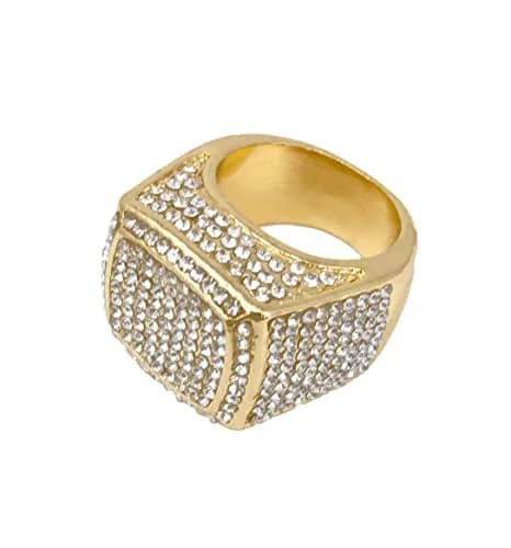 Charles Raymond Bling Bling Hip Hop Iced Out Luxury BIG Oversize Men's Ring - 444 (Gold, 11) | Bold Oversized Hip Hop Jewelry thumbnail 5