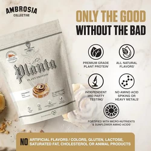 Ambrosia Plant Based Protein Powder 20g | Vegan & Keto Friendly Cinnamon Roll | Gluten & Dairy Free | 25 Servings thumbnail 7