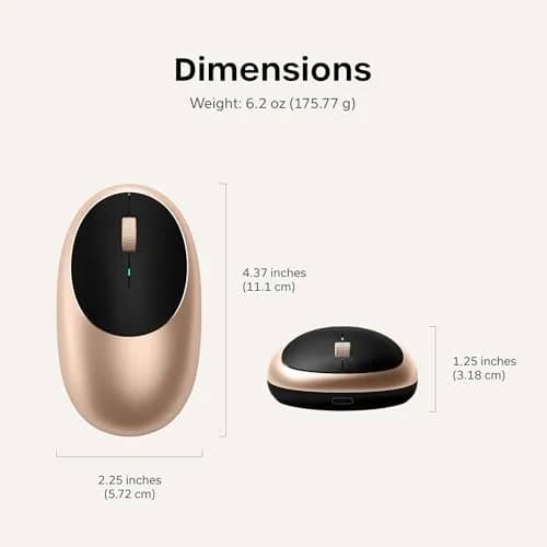 Satechi M1 Wireless Bluetooth Mouse, USB-C Rechargeable, Compact Gold | 1200 DPI Optical Tracking thumbnail 6