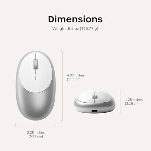 Satechi M1 Wireless Bluetooth Mouse, USB-C Rechargeable, Silver | Precise Optical Tracking for Mac & Windows thumbnail 6