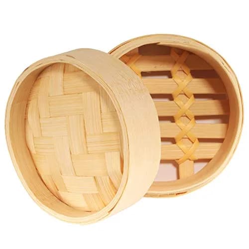 BambooMN Mini Bamboo Dim Sum Dumpling Steamer Basket 7.6 cm (3 Inch) Diameter, 100 Pieces | Rustic Charm for Appetizers & Desserts thumbnail 2