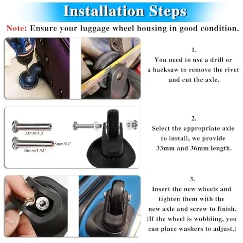 OwnMy 50mm x 18mm Luggage Suitcase Replacement Wheels Set of 4 | Smooth Rolling for Travel thumbnail 5