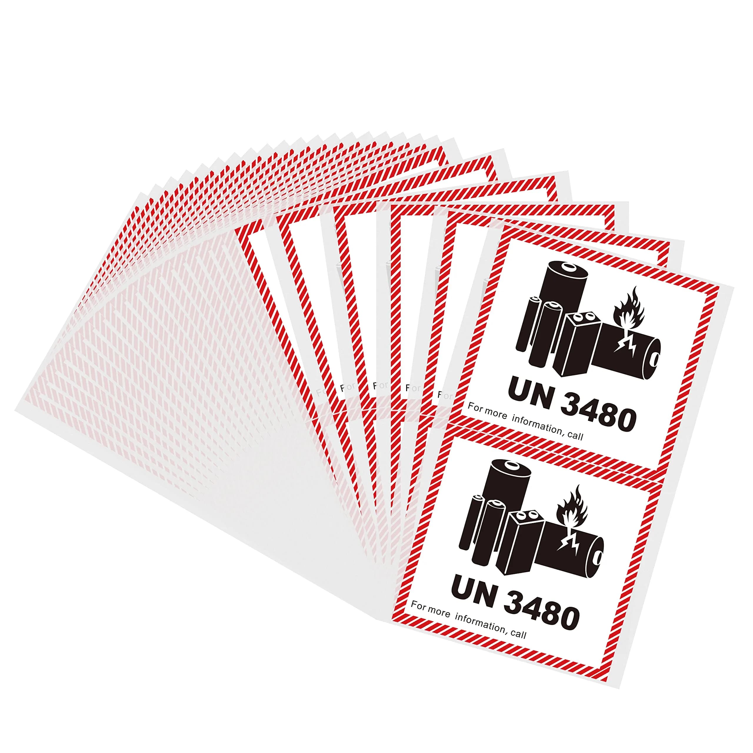 HYBSK UN3480 Lithium Ion Battery Transport Caution Warning Labels 4.7" x 4.3" | 50 Adhesive Stickers - main product image