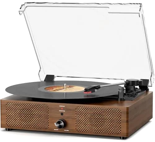 Cotsoco Vinyl Record Player Turntable with Bluetooth & 2 Stereo Speakers | 3 Speed Portable Retro thumbnail 1