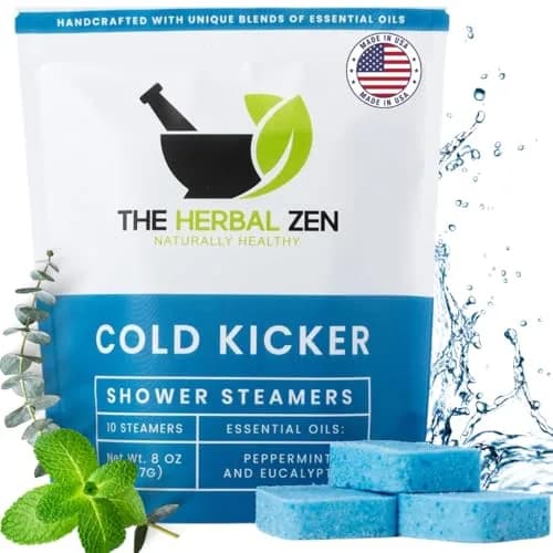 The Herbal Zen Cold Kicker Shower Steamers Aromatherapy Relief 10 Pack | Breathe Easy with Eucalyptus & Peppermint thumbnail 1
