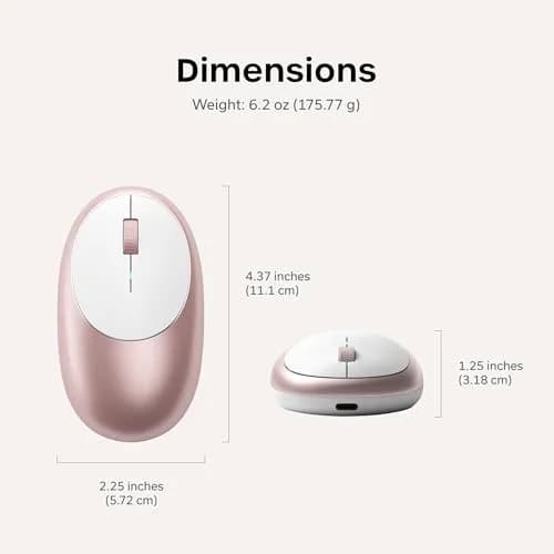 Satechi M1 Wireless Bluetooth Mouse, USB-C Rechargeable, Compact, Rose Gold | 1200 DPI Optical Tracking thumbnail 6
