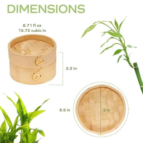 BambooMN Mini Bamboo Dim Sum Dumpling Steamer Basket 7.5cm (3 Inch) | 10-Piece Set for Party Favors thumbnail 3