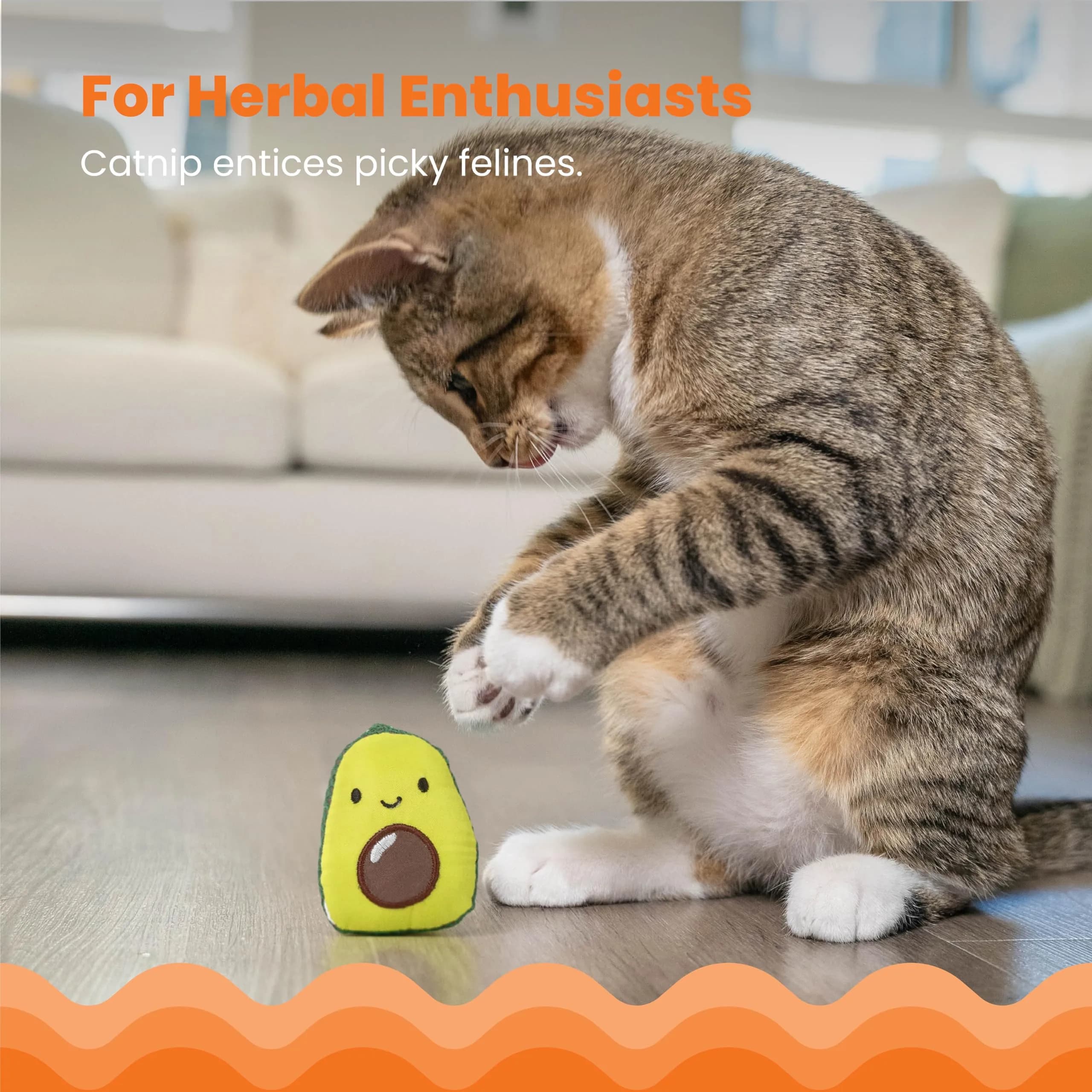 Catstages Lil' Avocato Cat Toy, Interactive Plush Avocado with Catnip, Kicker & Chew Toy 4.2 cm (1.8 in) | Encourages Active Play - view 3