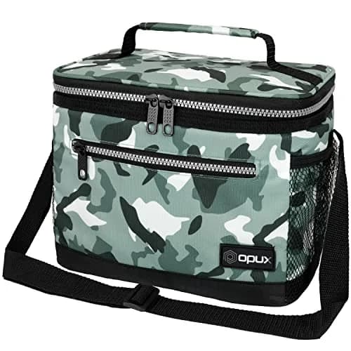 opux Insulated Lunch Bag for Men Women, Leakproof Kids, Camo Green | 8L Capacity, Thermal Insulation, Durable Nylon & Polyester thumbnail 1