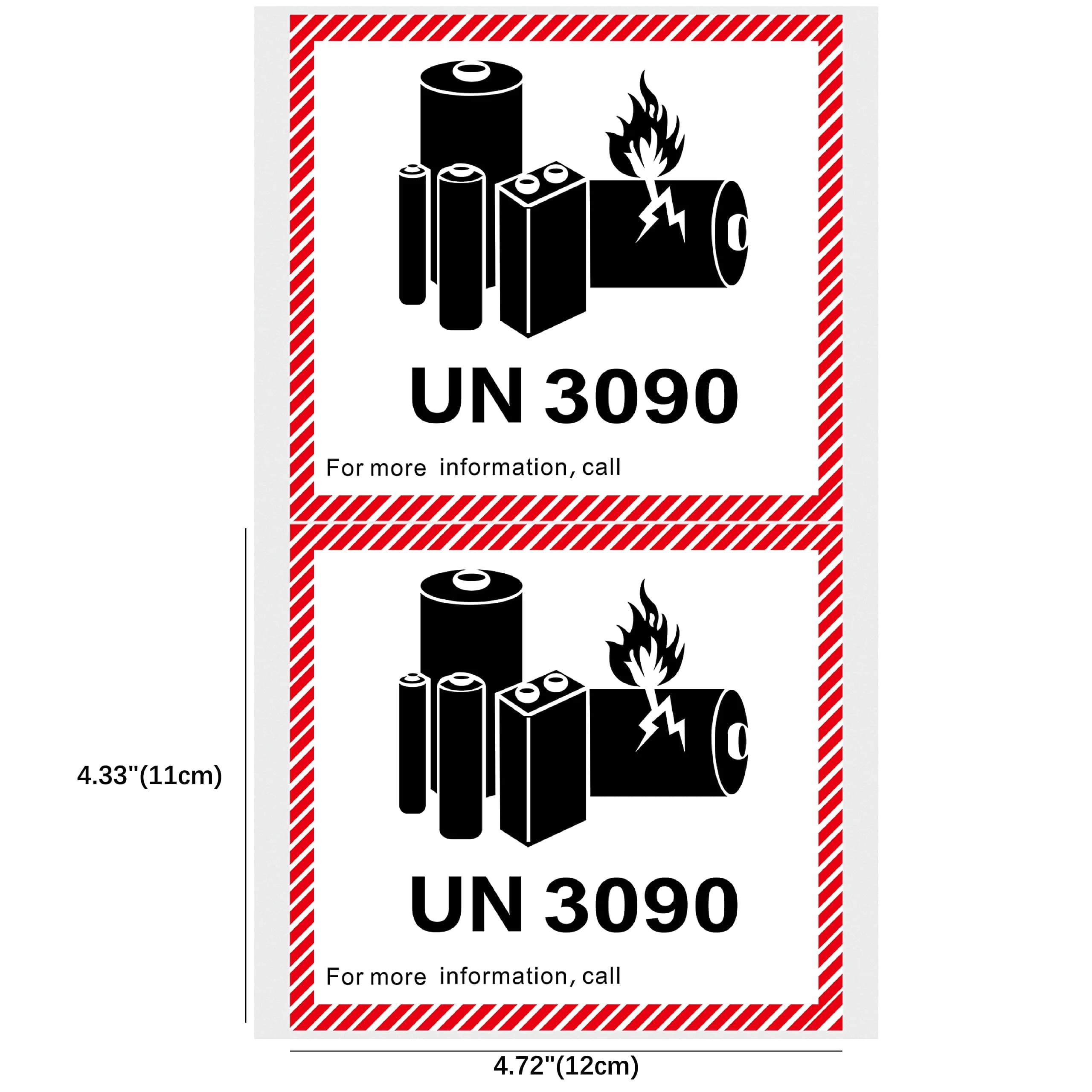 HYBSK Lithium Ion Battery Transport Caution Warning Labels 4.7" x 4.3" (50 pcs) | UN3090 Compliant - view 2