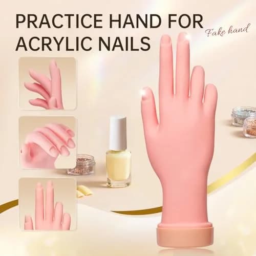 AORAEM Flexible Nail Training Hand for Acrylic and Gel Practice | Soft Plastic Mannequin Hand with Bendable Fingers (1 Count) thumbnail 4