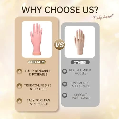 AORAEM Flexible Nail Training Hand for Acrylic and Gel Practice | Soft Plastic Mannequin Hand with Bendable Fingers (1 Count) thumbnail 7