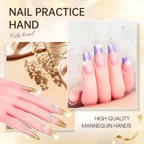 AORAEM Flexible Nail Training Hand for Acrylic and Gel Practice | Soft Plastic Mannequin Hand with Bendable Fingers (1 Count) thumbnail 9