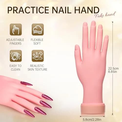 AORAEM Flexible Nail Training Hand for Acrylic and Gel Practice | Soft Plastic Mannequin Hand with Bendable Fingers (1 Count) thumbnail 2