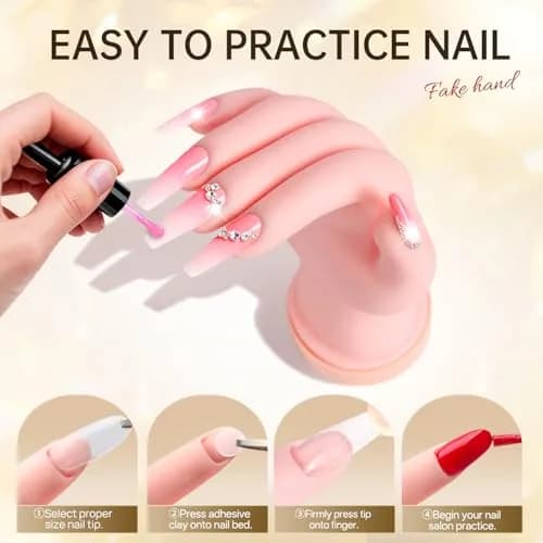 AORAEM Flexible Nail Training Hand for Acrylic and Gel Practice | Soft Plastic Mannequin Hand with Bendable Fingers (1 Count) thumbnail 3