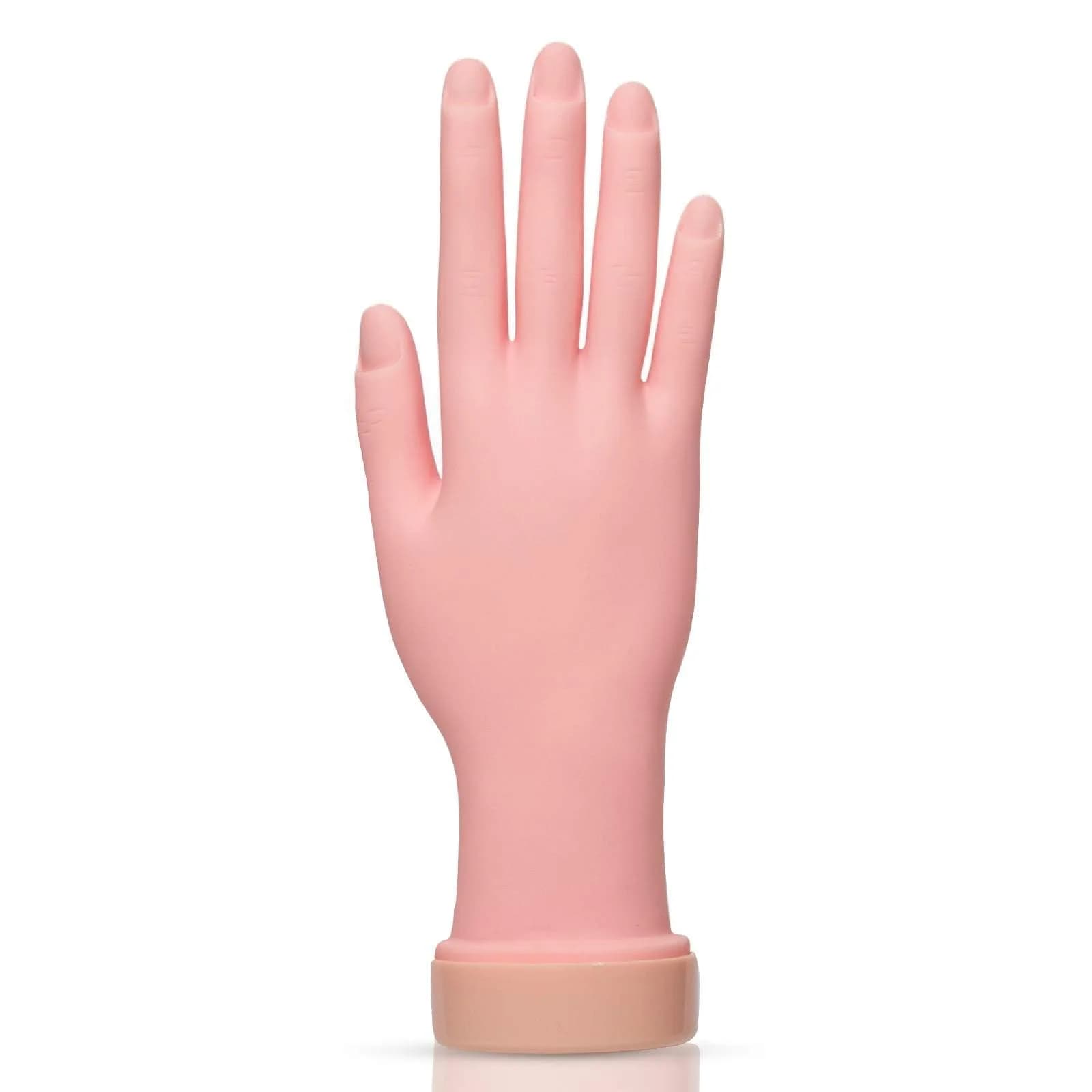 AORAEM Flexible Nail Training Hand for Acrylic and Gel Practice | Soft Plastic Mannequin Hand with Bendable Fingers (1 Count) - main product image