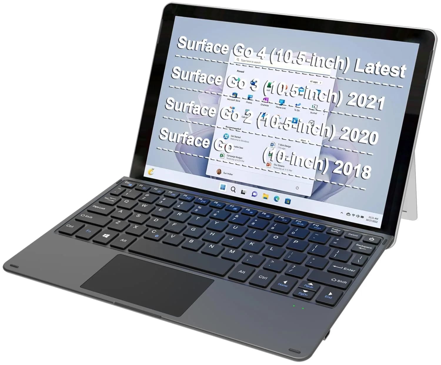 Arteck Surface Go Type Cover Bluetooth Keyboard with Touchpad | Black — Black