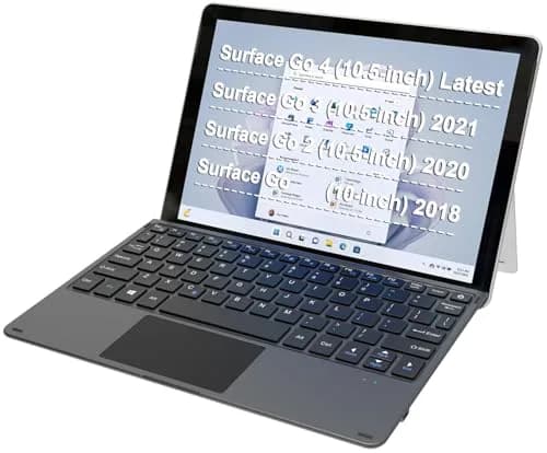 Arteck Surface Go Type Cover Bluetooth Keyboard with Touchpad | Black thumbnail 1