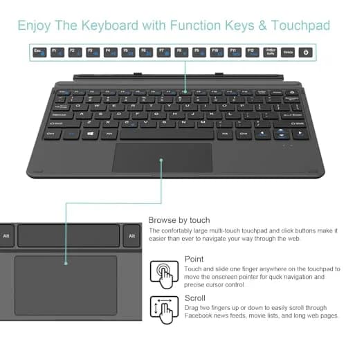 Arteck Surface Go Type Cover Bluetooth Keyboard with Touchpad | Black thumbnail 3