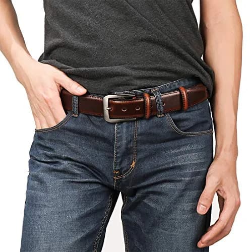 beltox fine Men's Genuine Leather Jeans Belt 38mm (1.5") Wide, Cognac, Size 30-31 | Cut-to-Fit Alloy Prong Buckle thumbnail 5