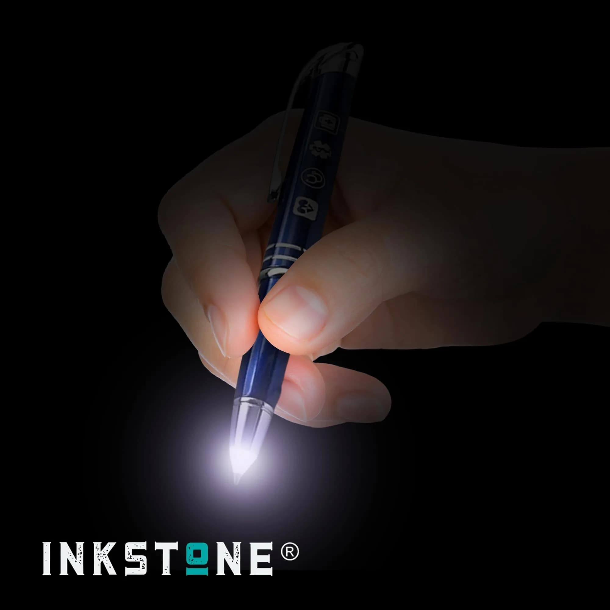 Inkstone Medical Quote Stylus Pen with LED Light & Black Ink | 0.5mm Fine Point, Refillable, Blue Body - view 3