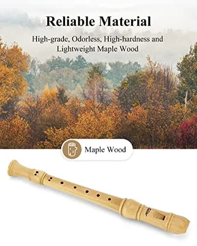 Eastar German Maple Wooden C Soprano Recorder Kit | Beginner-Friendly, 3-Piece Set with Case & Accessories thumbnail 3