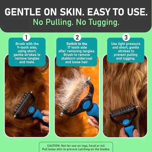 Maxpower Planet Dual-Sided Dog Grooming Rake 16.8cm (6.6in) | Deshedding Undercoat Brush for Dogs & Cats thumbnail 2