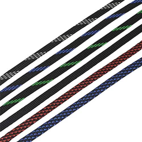 CBAZY 30ft PET Expandable Wire Cable Sleeve 0.1" (0.25cm) Blue&Black | Fire-Resistant & Flexible Cord Management thumbnail 5