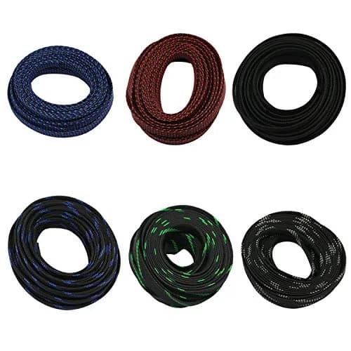 CBAZY 30ft PET Expandable Wire Cable Sleeve 0.1" (0.25cm) Blue&Black | Fire-Resistant & Flexible Cord Management thumbnail 6