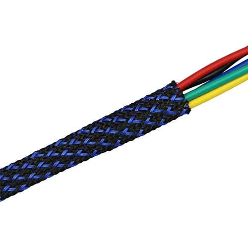 CBAZY 30ft PET Expandable Wire Cable Sleeve 0.1" (0.25cm) Blue&Black | Fire-Resistant & Flexible Cord Management thumbnail 2