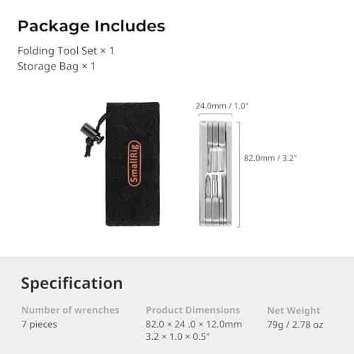 SMALLRIG Folding Tool Set with 7 Functional Tools for Camera | Compact Multi-Tool for Photographers (82 x 24 x 12mm) thumbnail 8