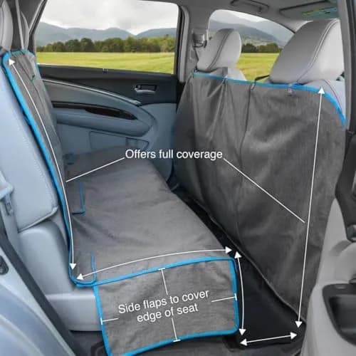 Kurgo Coast to Coast Hammock, Heather Grey, 55" Wide | Waterproof Car Seat Cover for Dogs thumbnail 6