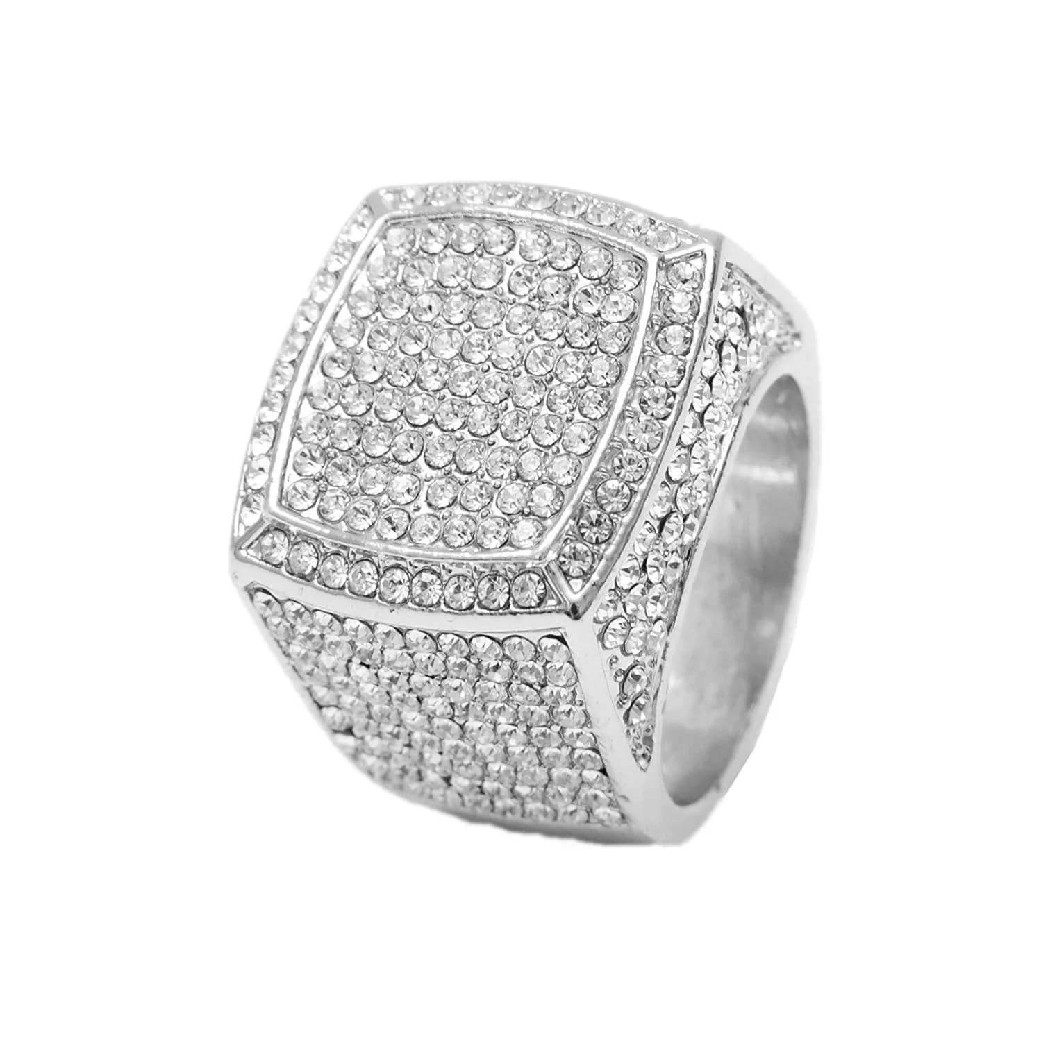 Charles Raymond Iced Out Luxury Oversize Men's Ring - Silver Size 8 | Statement Hip Hop Jewelry — Silver
