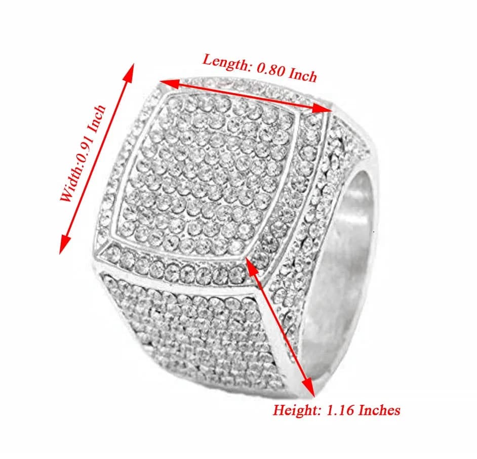 Charles Raymond Iced Out Luxury Oversize Men's Ring - Silver Size 8 | Statement Hip Hop Jewelry thumbnail 2