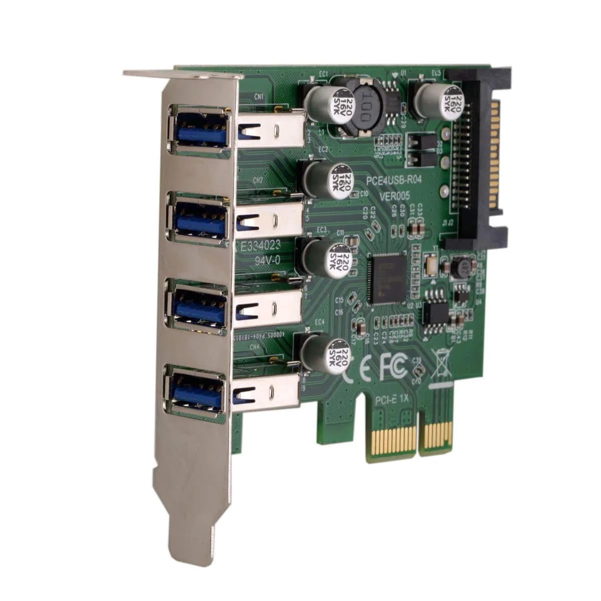 ChenYang 4 Port PCI-E 1X to 4 USB 3.0 HUB Expansion Card Adapter with 80/120mm Bracket | PCIe Gen2 Mode - view 7