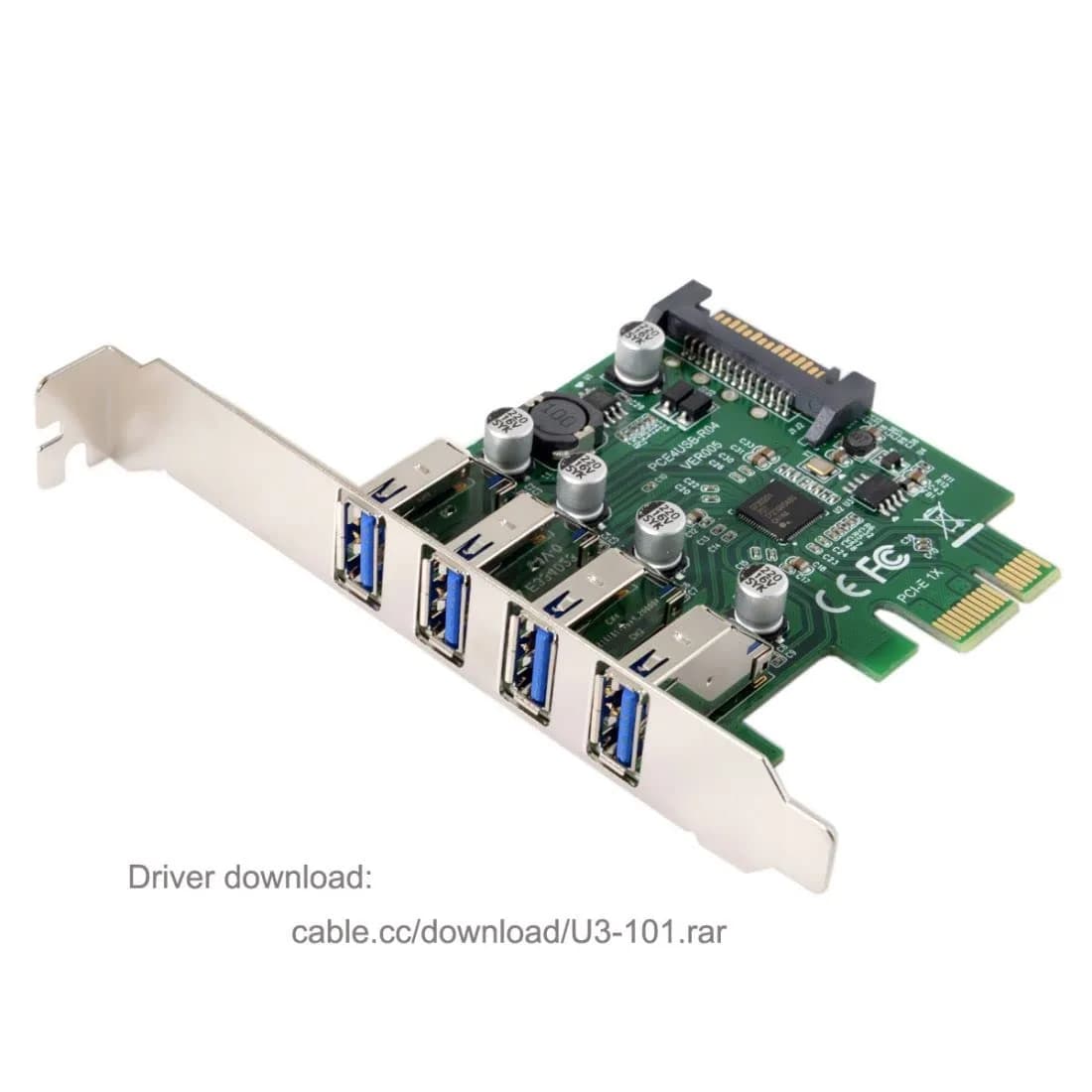 ChenYang 4 Port PCI-E 1X to 4 USB 3.0 HUB Expansion Card Adapter with 80/120mm Bracket | PCIe Gen2 Mode - view 3