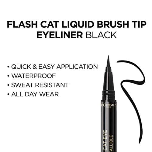 L'Oreal Paris Infallible Flash Cat Eye Waterproof Liquid Eyeliner, Black, 12ml (0.44 oz) | Precision Winged Eyeliner thumbnail 6