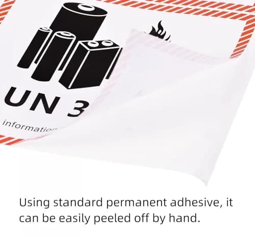HYBSK Lithium Ion Battery Transport Caution Warning Labels 4.7" x 4.3" (50 pcs) | UN3481 Compliance thumbnail 3
