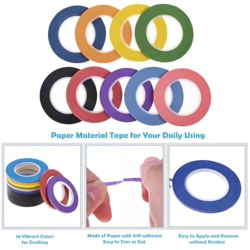 cridoz Whiteboard Tape 15 Rolls 1/8 Inch | Low-Tack Paper Grid Lines for Crafts & Surfaces thumbnail 4