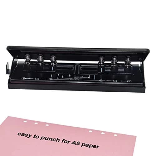 WORKLION Adjustable 6-Hole Punch with Positioning Mark, Daily Paper Puncher for A5 Size Six Ring Binder Planners - Refill Pages (Black, 19.4cm x 6.5cm x 6cm) thumbnail 1