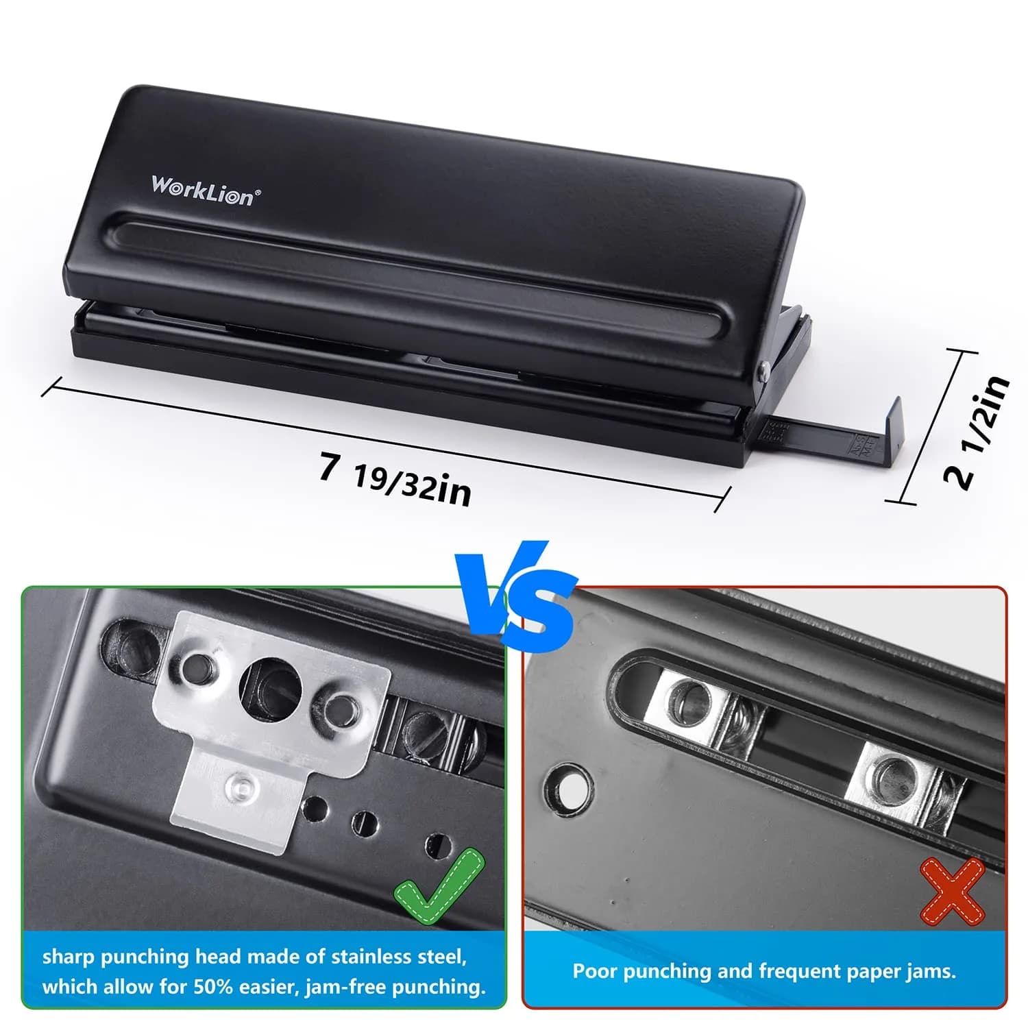 WORKLION Adjustable 6-Hole Punch with Positioning Mark, Daily Paper Puncher for A5 Size Six Ring Binder Planners - Refill Pages (Black, 19.4cm x 6.5cm x 6cm) - view 2