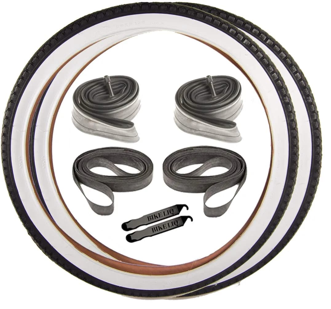Sun-lite 26" x 2.125" Cruiser Bike Tire & Tube Kit | Durable Wire Bead, OEM Replacement, White Sidewall, Easy Repairs