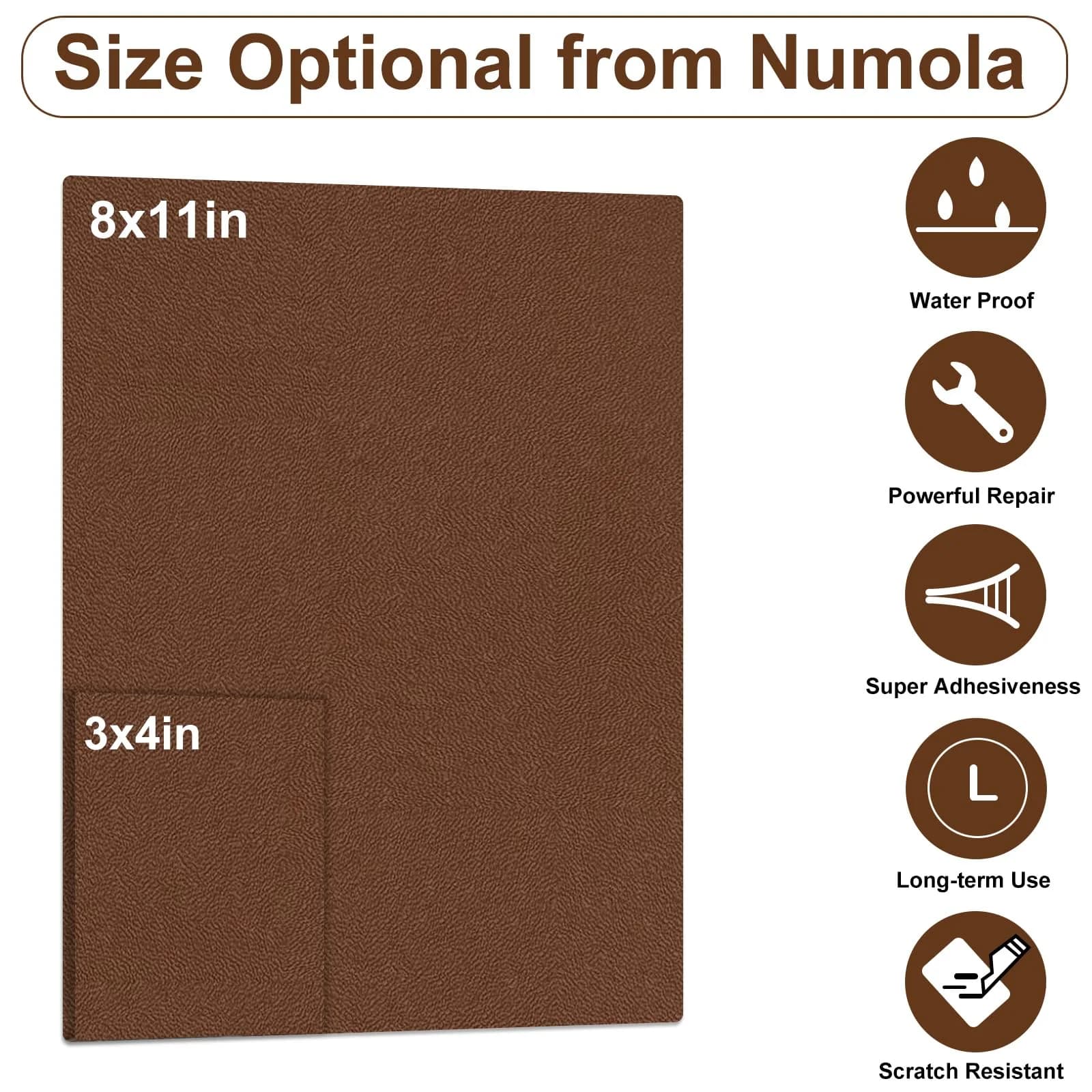 Numola Light Brown Leather Repair Patch 8x11 Inch - Waterproof Self-Adhesive Fabric Tape - view 2