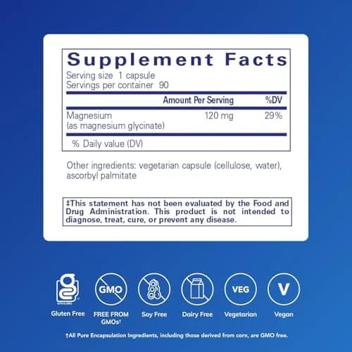 Pure Encapsulations Magnesium Glycinate 90 Capsules | Supports Sleep, Stress Relief, Heart Health, Nerves, Muscles, Metabolism thumbnail 2