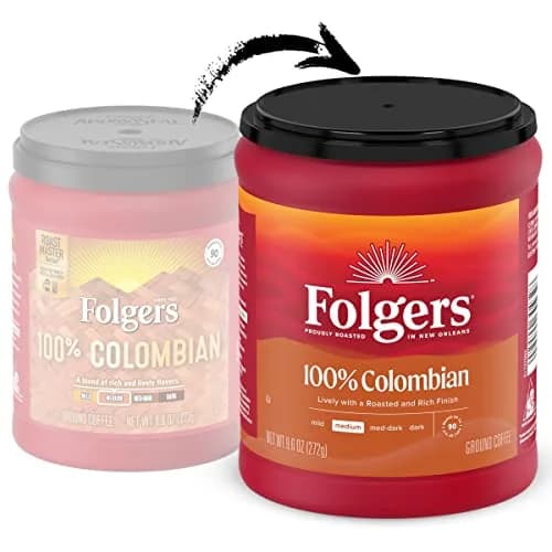 Folgers 100% Colombian Coffee, Medium Roast Ground Coffee, 9.6 Ounce Canister | Rich, Lively Flavor thumbnail 2